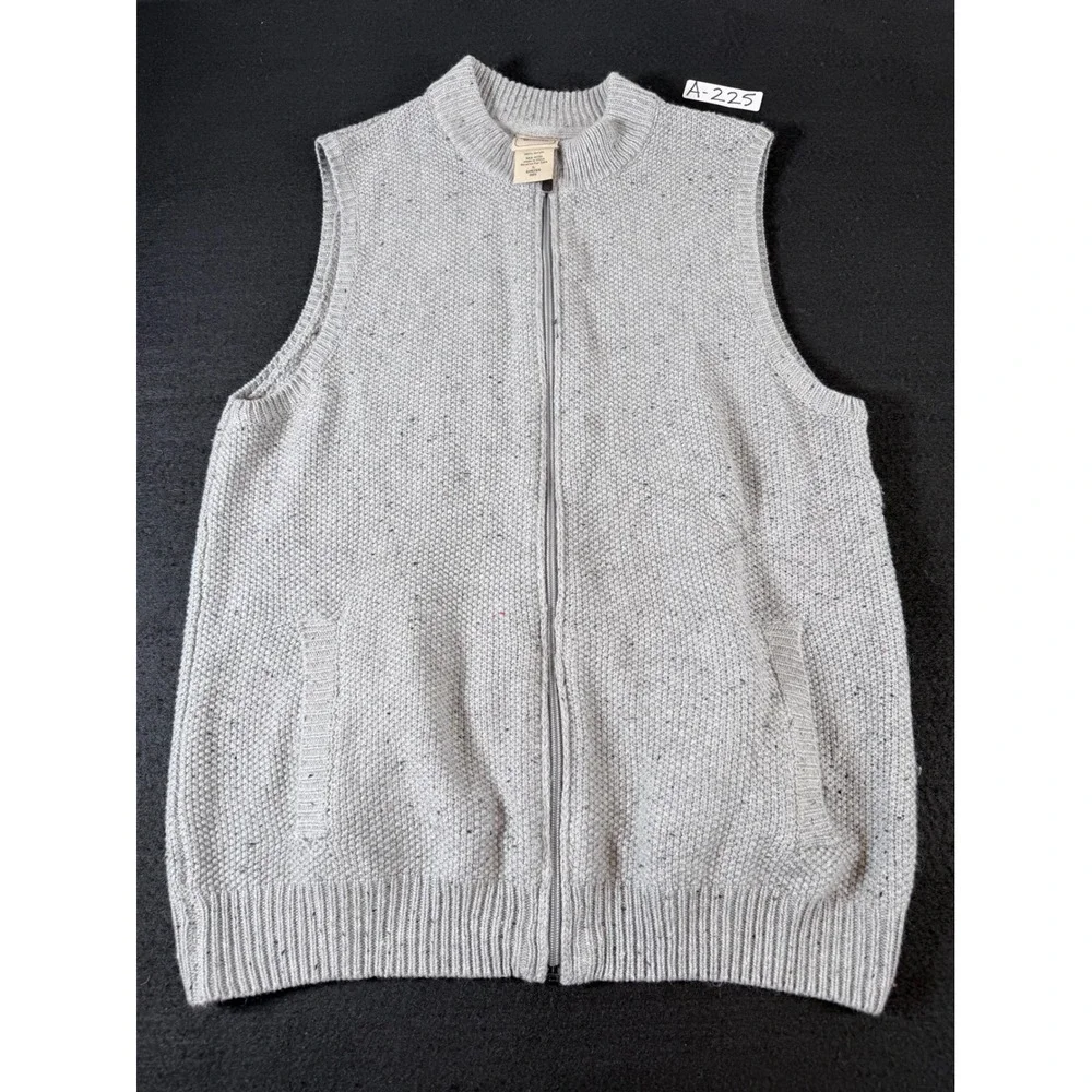 Scandia Woods Mens Gray Full Zip Knit Sweater Vest Mock Neck Large 614254-005